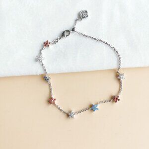 NEW Kendra Scott Sierra Star Silver Crystal Chain Bracelet